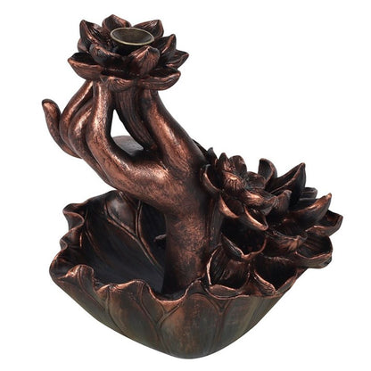 Bronze Effect Hand with Flower Backflow Incense Burner - ScentiMelti  Bronze Effect Hand with Flower Backflow Incense Burner