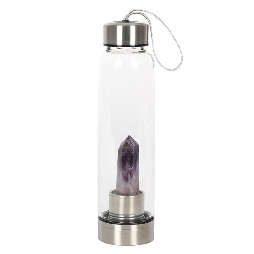 Amethyst Calming Glass Water Bottle - ScentiMelti  Amethyst Calming Glass Water Bottle