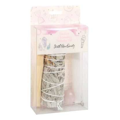 Smudge Kit with Rose Quartz Crystal - ScentiMelti  Smudge Kit with Rose Quartz Crystal