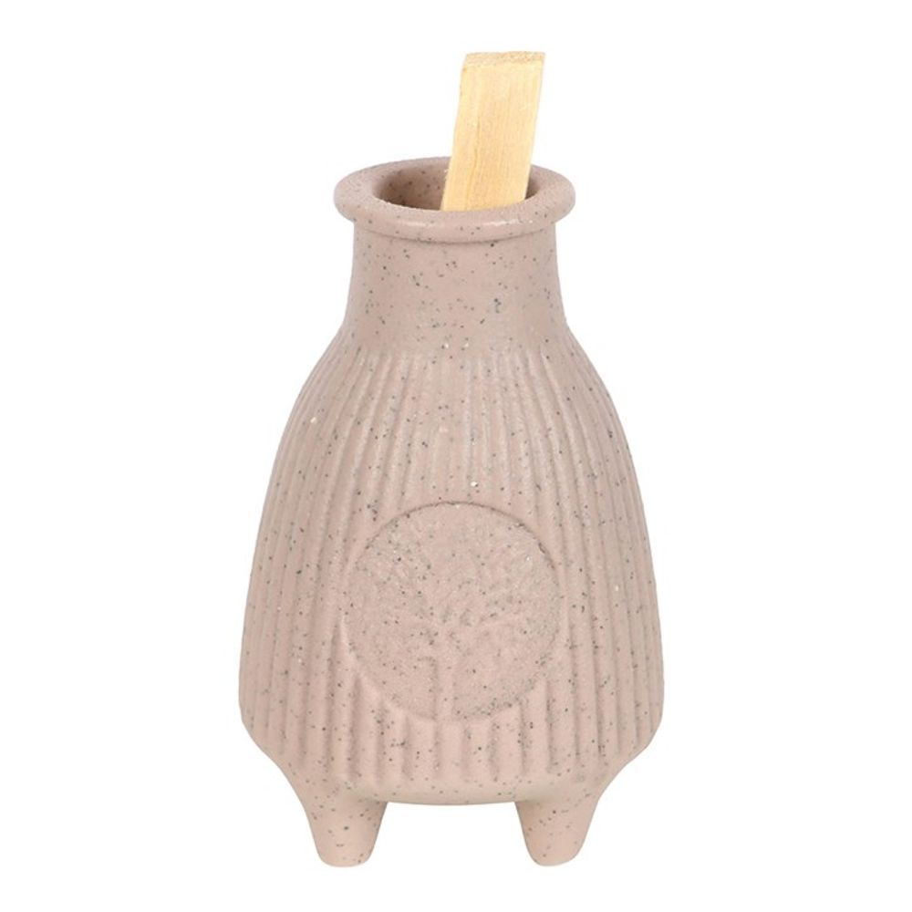 Greige Ribbed Palo Santo Burner - ScentiMelti Home Fragrance, Beauty & Gifts UK