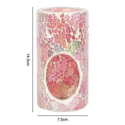 Pillar Pink Iridescent Crackle Oil Burner - ScentiMelti  Pillar Pink Iridescent Crackle Oil Burner