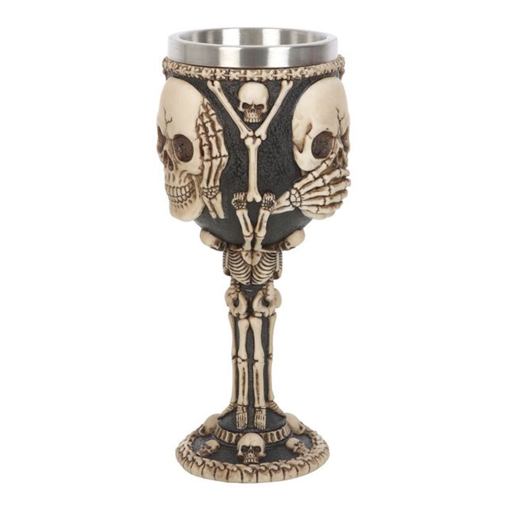 Resin See, Hear, Speak No Evil Skeleton Goblet - ScentiMelti Home Fragrance, Beauty & Gifts UK