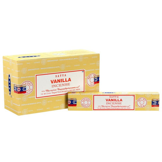 Set of 12 Packets of Vanilla Incense Sticks by Satya - ScentiMelti  Set of 12 Packets of Vanilla Incense Sticks by Satya