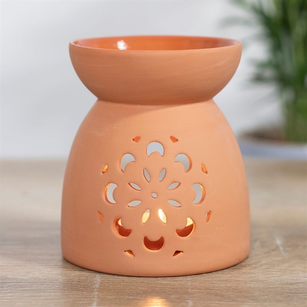 Floral Cutout Terracotta Effect Oil Burner - ScentiMelti  Floral Cutout Terracotta Effect Oil Burner