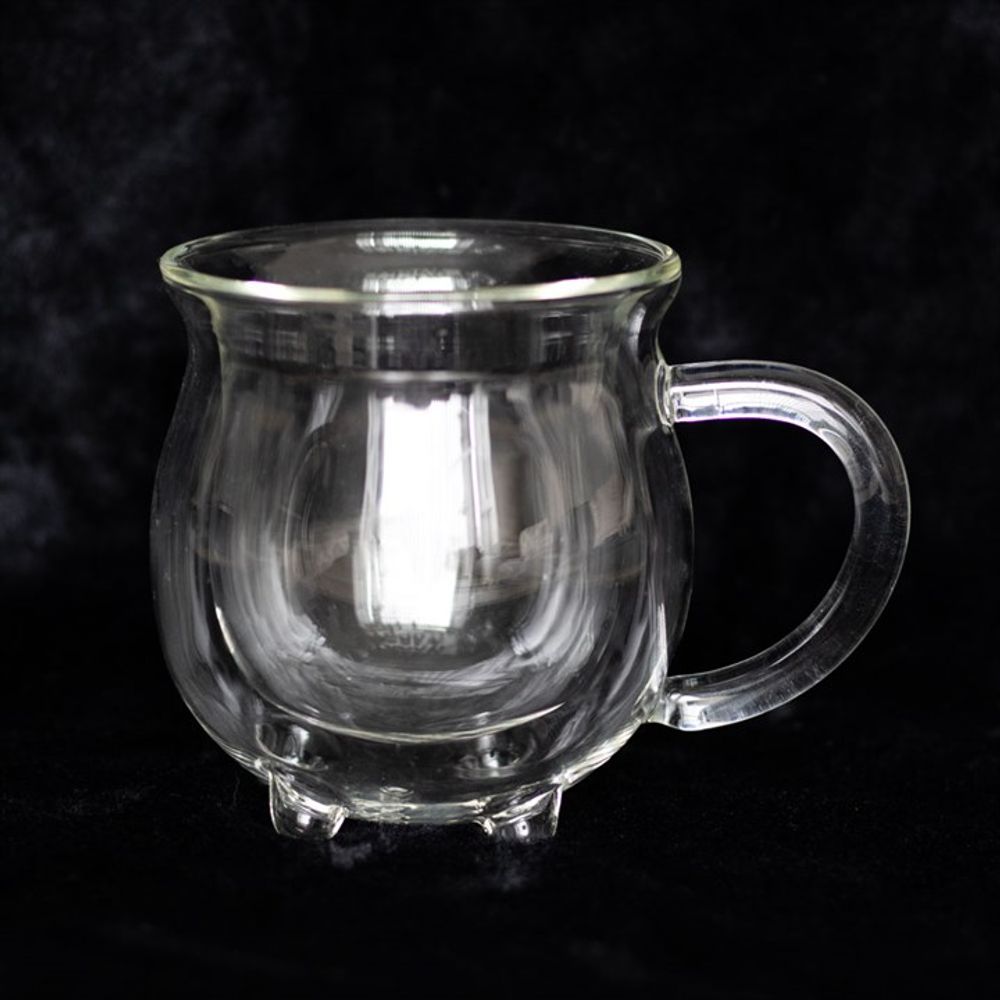 Clear Double Walled Glass Cauldron Mug - ScentiMelti  Clear Double Walled Glass Cauldron Mug