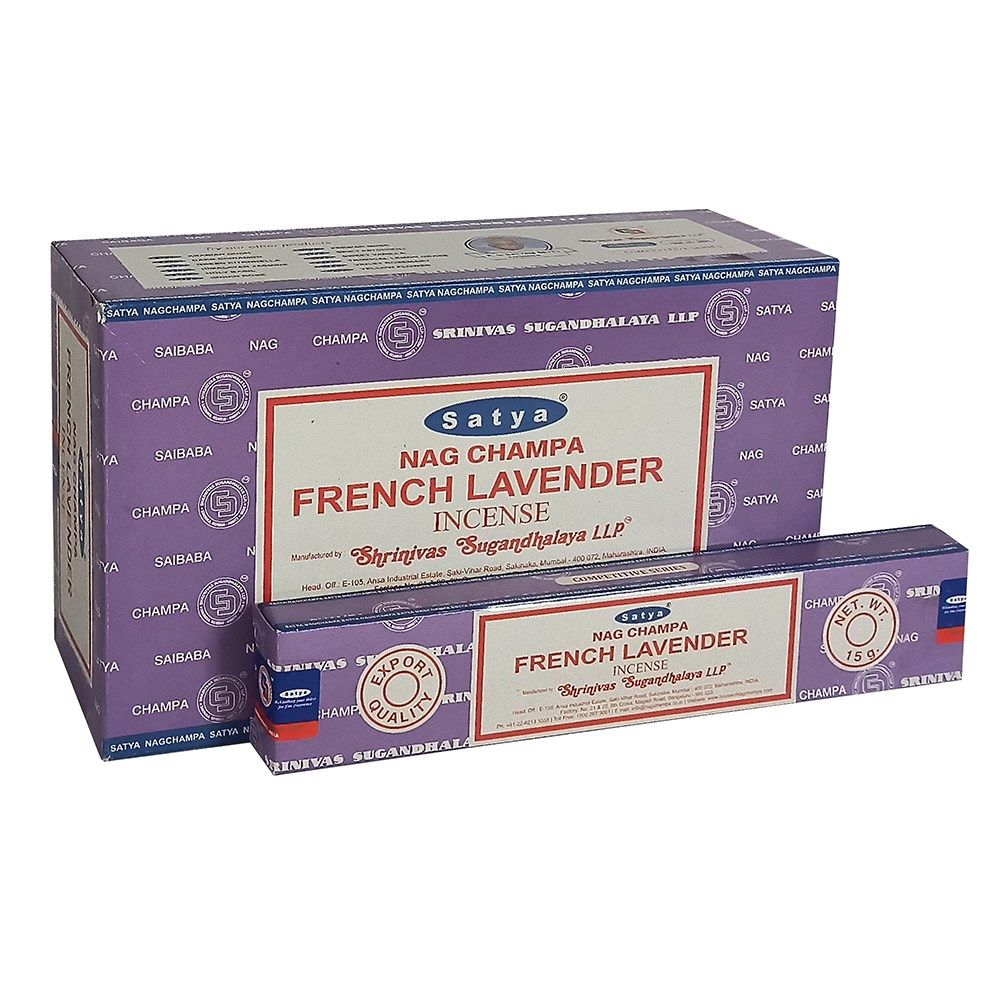 Set of 12 Packets of French Lavender Incense Sticks by Satya - ScentiMelti  Set of 12 Packets of French Lavender Incense Sticks by Satya