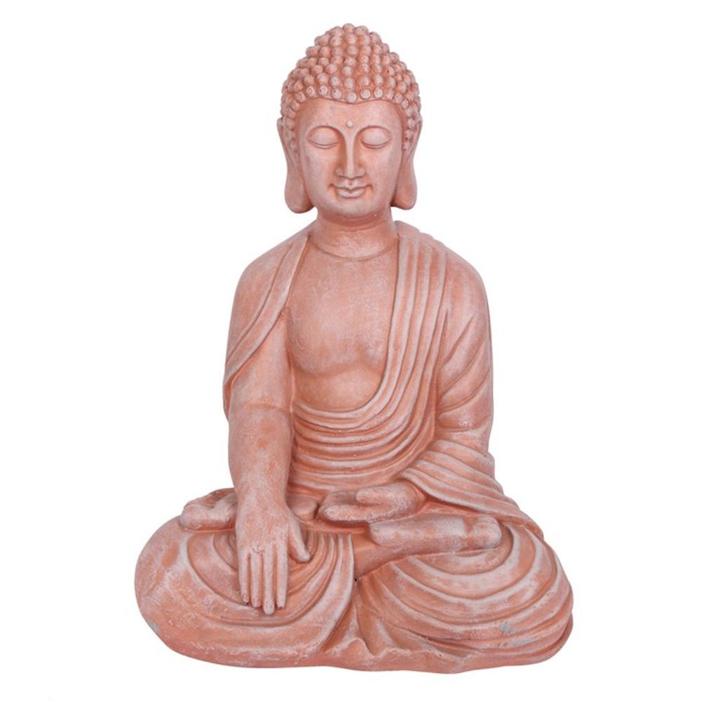 Terracotta Effect 52cm Sitting Garden Buddha - ScentiMelti  Terracotta Effect 52cm Sitting Garden Buddha