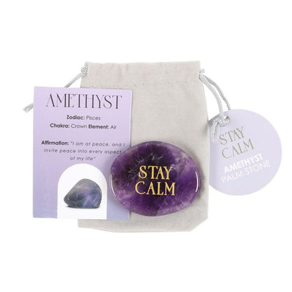 Stay Calm Amethyst Crystal Palm Stone - ScentiMelti  Stay Calm Amethyst Crystal Palm Stone