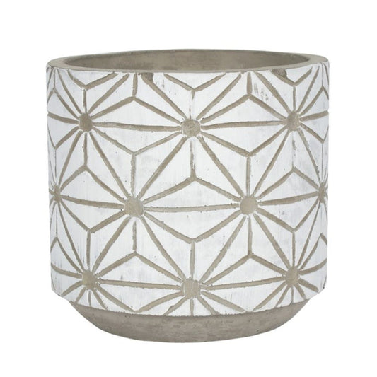 White Geometric Plant Pot - ScentiMelti Home Fragrance, Beauty & Gifts UK