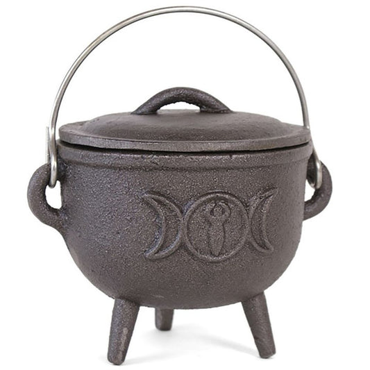 11cm Cast Iron Cauldron With Triple Moon - ScentiMelti Home Fragrance, Beauty & Gifts UK