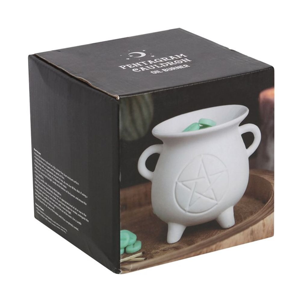 White Pentagram Cauldron Oil Burner - ScentiMelti  White Pentagram Cauldron Oil Burner