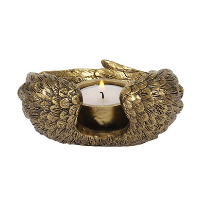 Antique Gold Angel Wing Tealight Candle Holder - ScentiMelti  Antique Gold Angel Wing Tealight Candle Holder