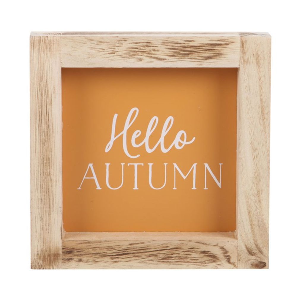 Orange Hello Autumn Wooden Frame Sign - ScentiMelti  Orange Hello Autumn Wooden Frame Sign