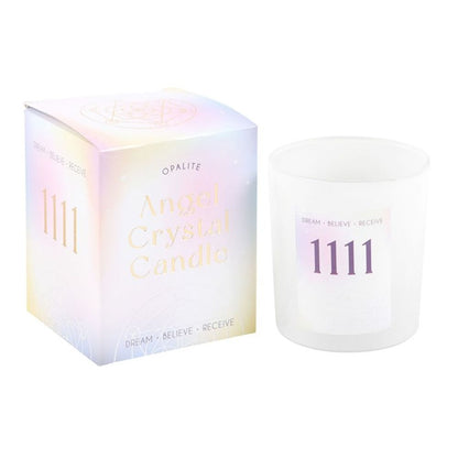 1111 Angel Number Crystal Chip Candle - ScentiMelti  1111 Angel Number Crystal Chip Candle