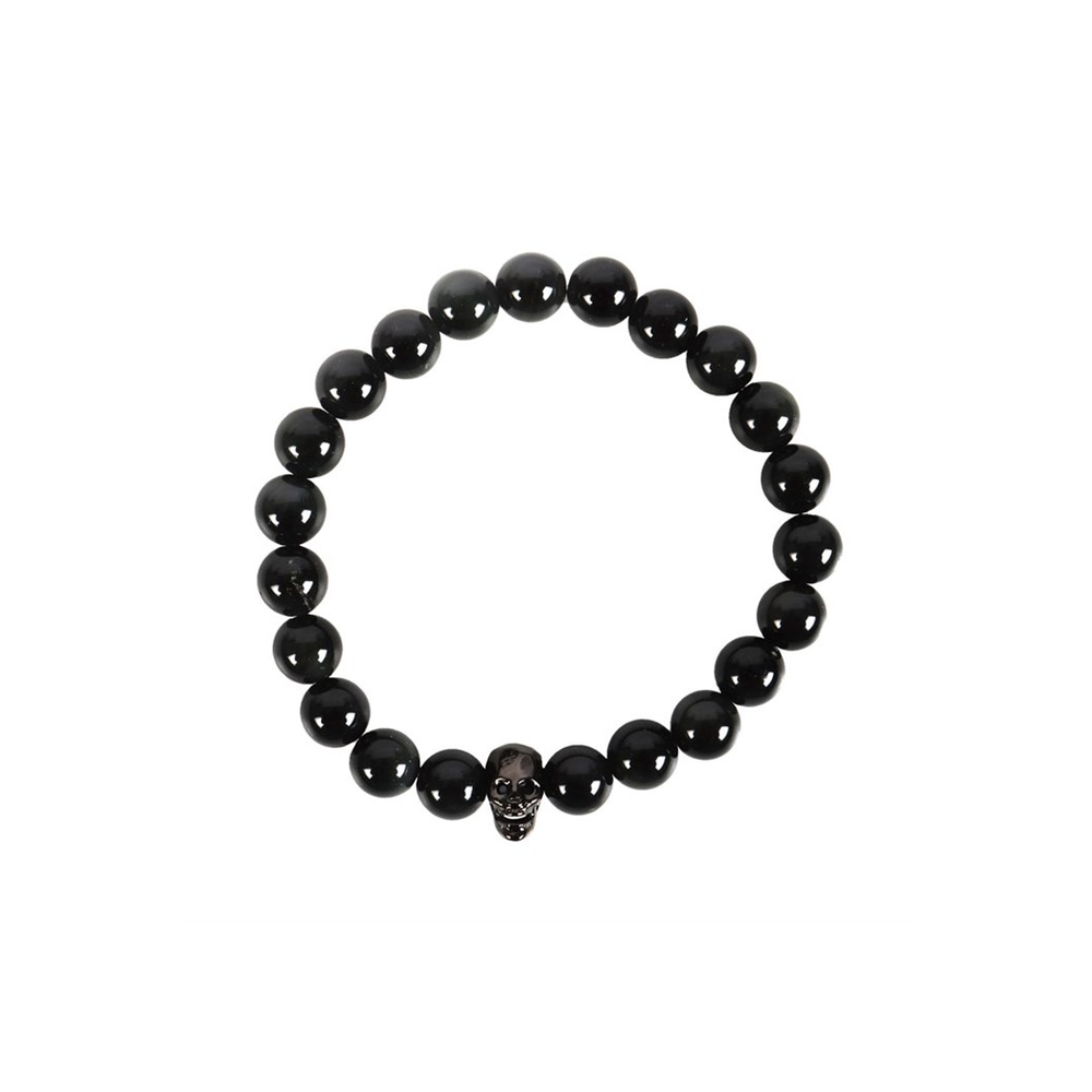 Black Obsidian Skull Bracelet - ScentiMelti  Black Obsidian Skull Bracelet