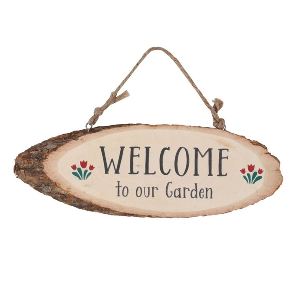 Welcome To Our Garden Wood Slice Hanging Sign - ScentiMelti Home Fragrance, Beauty & Gifts UK