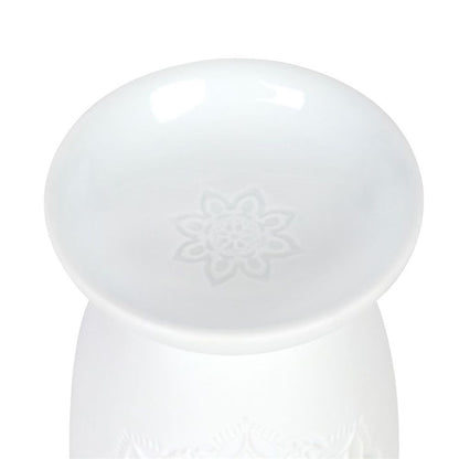 White Ceramic Mandala Oil Burner - ScentiMelti  White Ceramic Mandala Oil Burner