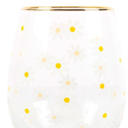 All Over Daisy Print Stemless Wine Glass - ScentiMelti  All Over Daisy Print Stemless Wine Glass