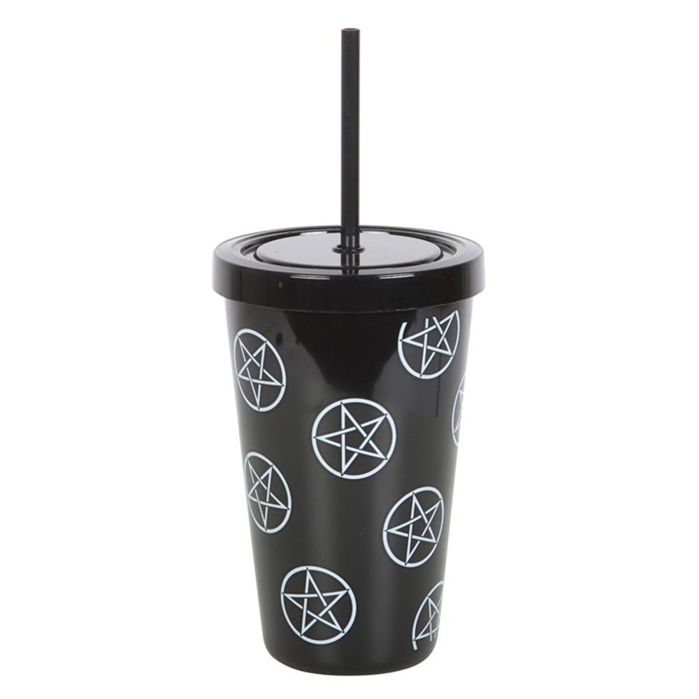 Pentagram Plastic Tumbler with Straw - ScentiMelti  Pentagram Plastic Tumbler with Straw