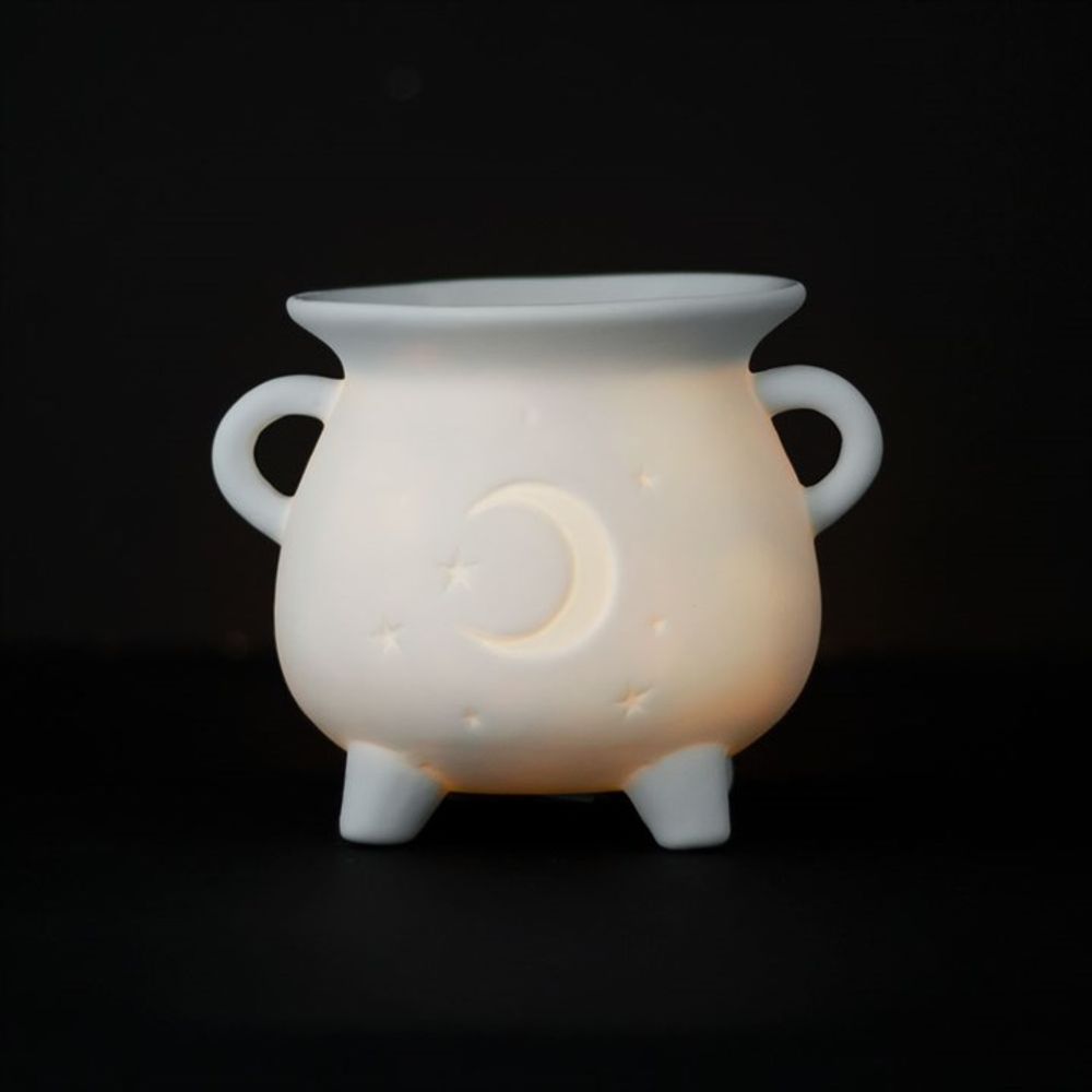 White Mystical Moon Cauldron Oil Burner - ScentiMelti  White Mystical Moon Cauldron Oil Burner