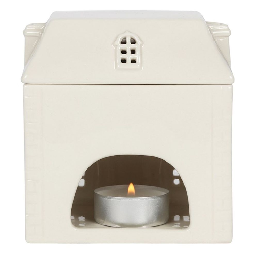 White Ceramic House Oil Burner - ScentiMelti  White Ceramic House Oil Burner