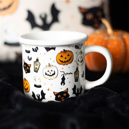 Spooky Cat and Pumpkin Print Mug - ScentiMelti  Spooky Cat and Pumpkin Print Mug