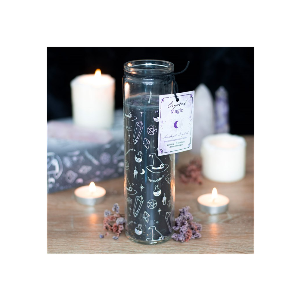 Crystal Witch Jasmine Tube Candle with Amethyst Chips - ScentiMelti Home Fragrance, Beauty & Gifts UK