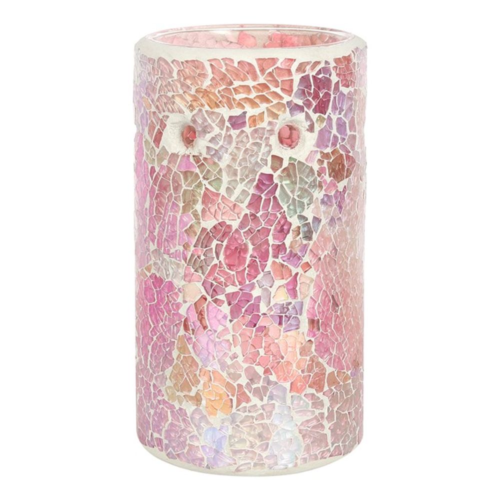 Pillar Pink Iridescent Crackle Oil Burner - ScentiMelti  Pillar Pink Iridescent Crackle Oil Burner