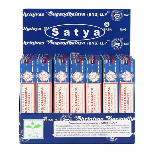 Set of 42 packets of Satya Nagchampa Incense Sticks in Display - ScentiMelti  Set of 42 packets of Satya Nagchampa Incense Sticks in Display