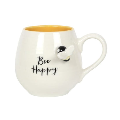 3D Bee Happy Rounded Mug - ScentiMelti  3D Bee Happy Rounded Mug