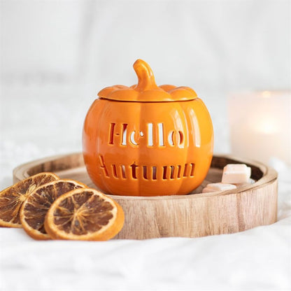 Hello Autumn Pumpkin Oil Burner - ScentiMelti  Hello Autumn Pumpkin Oil Burner