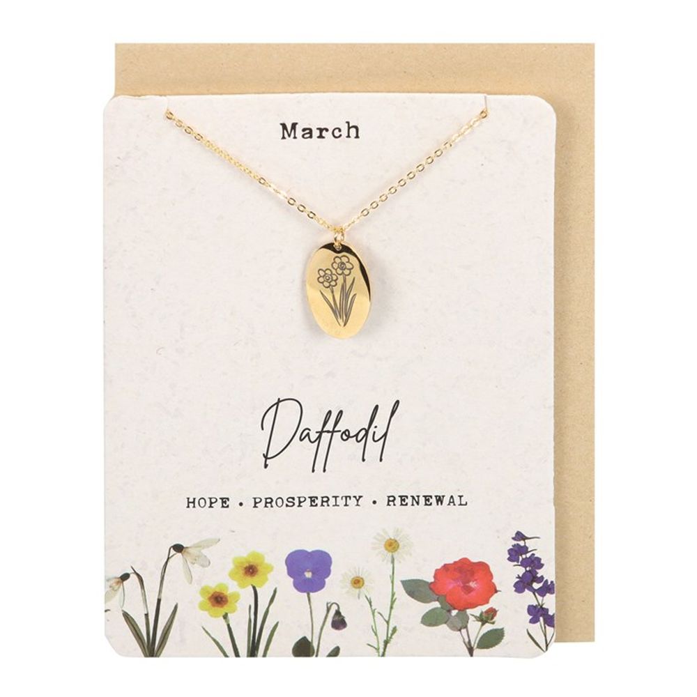 March Daffodil Birth Flower Necklace Card - ScentiMelti  March Daffodil Birth Flower Necklace Card