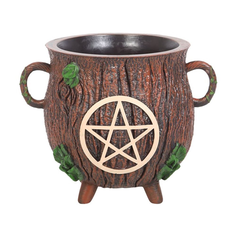 Pentagram Bark Effect Resin Cauldron Plant Pot - ScentiMelti  Pentagram Bark Effect Resin Cauldron Plant Pot