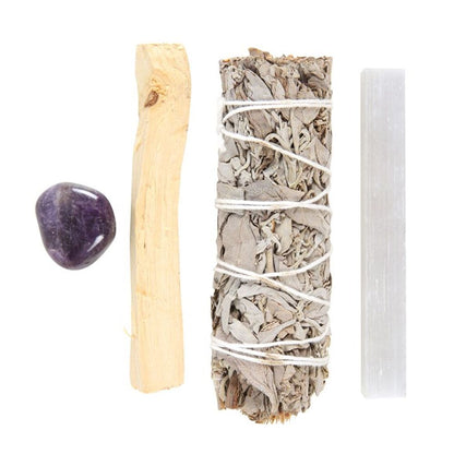 Smudge Kit with Amethyst Crystal - ScentiMelti  Smudge Kit with Amethyst Crystal