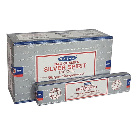 Set of 12 Packets of Silver Spirit Incense Sticks by Satya - ScentiMelti  Set of 12 Packets of Silver Spirit Incense Sticks by Satya