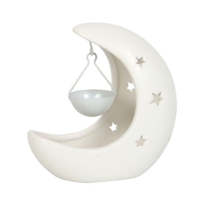 White Crescent Moon Hanging Oil Burner - ScentiMelti  White Crescent Moon Hanging Oil Burner