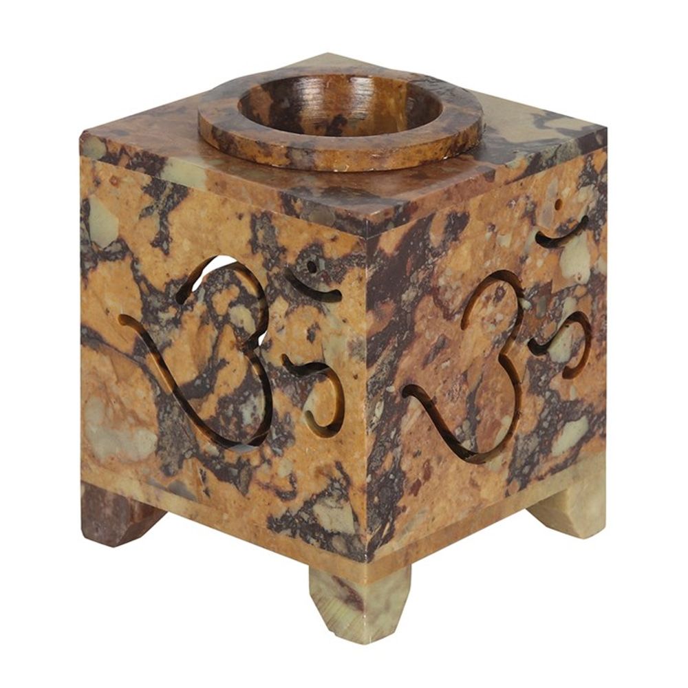 Carved Om Symbol Soapstone Oil Burner - ScentiMelti  Carved Om Symbol Soapstone Oil Burner