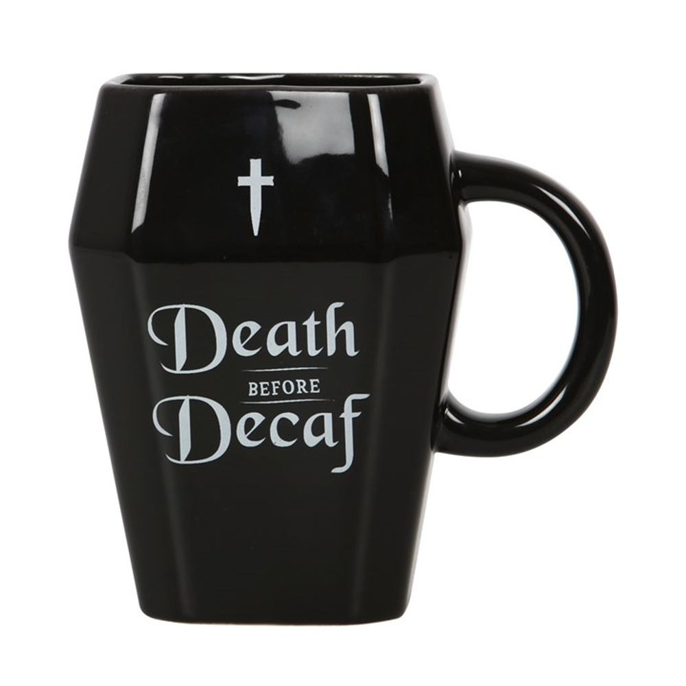 Death Before Decaf Coffin Mug - ScentiMelti  Death Before Decaf Coffin Mug