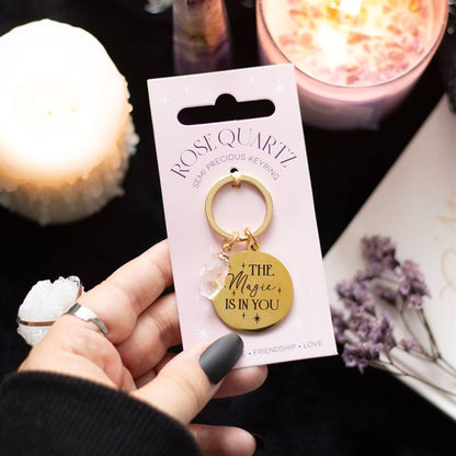 The Magic Is In You Rose Quartz Crystal Keyring - ScentiMelti  The Magic Is In You Rose Quartz Crystal Keyring