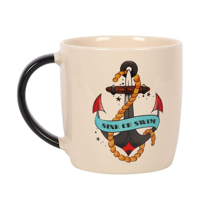 Sink Or Swim Tattoo Anchor Mug - ScentiMelti Home Fragrance, Beauty & Gifts UK