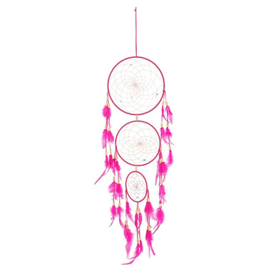 Pink Triple Dreamcatcher with Feathers - ScentiMelti  Pink Triple Dreamcatcher with Feathers