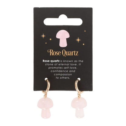 Rose Quartz Crystal Mushroom Earrings - ScentiMelti  Rose Quartz Crystal Mushroom Earrings