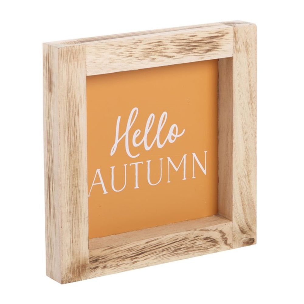 Orange Hello Autumn Wooden Frame Sign - ScentiMelti  Orange Hello Autumn Wooden Frame Sign