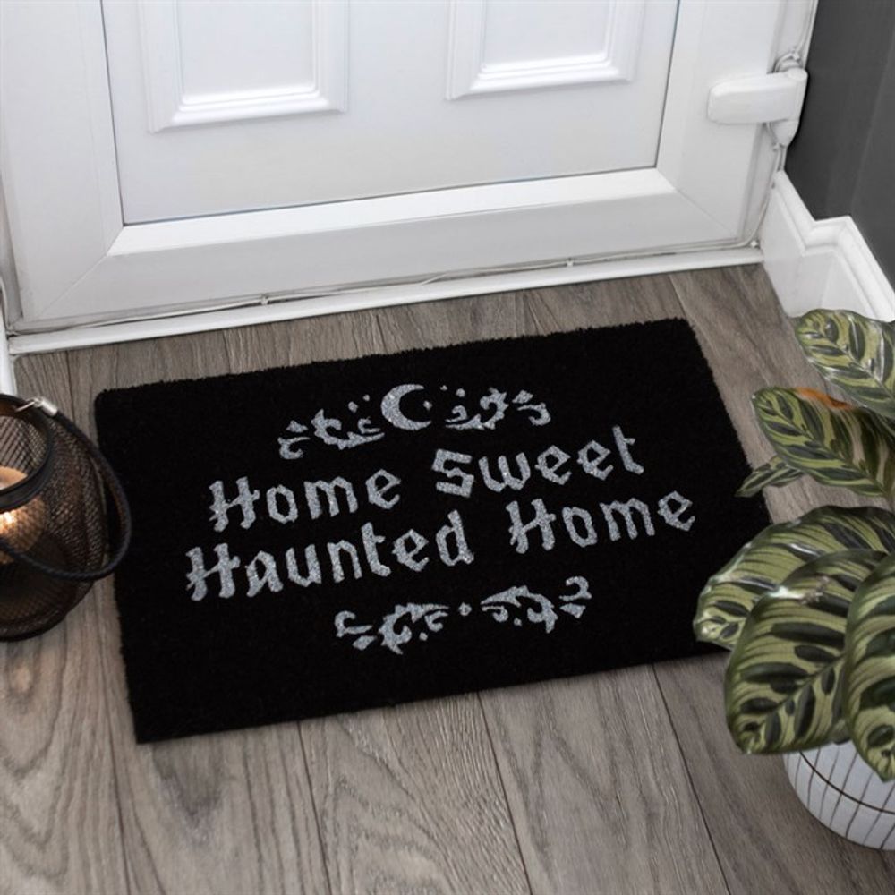 Black Home Sweet Haunted Home Doormat - ScentiMelti  Black Home Sweet Haunted Home Doormat