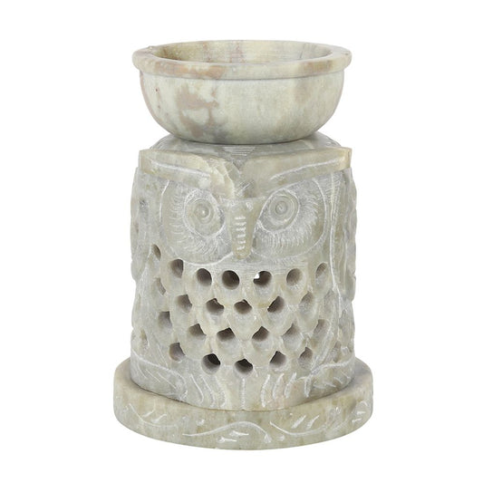 Carved Owl Soapstone Oil Burner - ScentiMelti  Carved Owl Soapstone Oil Burner