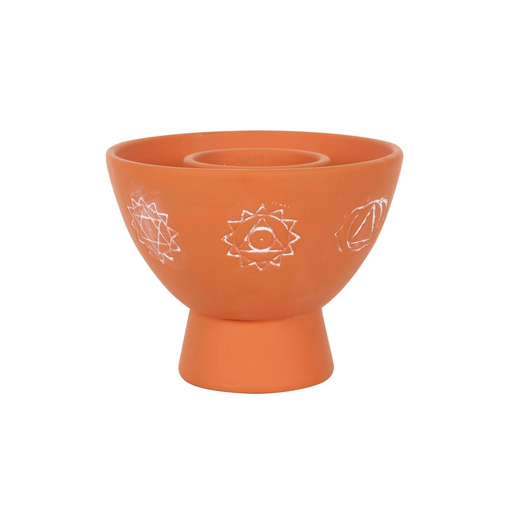 Chakras Terracotta Smudge Bowl - ScentiMelti  Chakras Terracotta Smudge Bowl