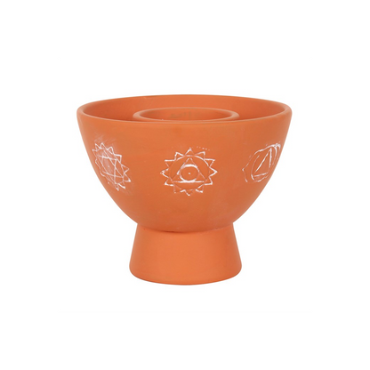 Chakras Terracotta Smudge Bowl - ScentiMelti  Chakras Terracotta Smudge Bowl