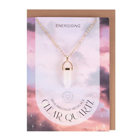 Clear Quartz Crystal Necklace Card - ScentiMelti  Clear Quartz Crystal Necklace Card