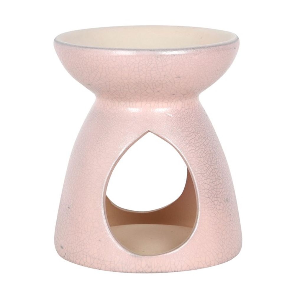 Pink Oil Burner With Grey Crackle Pattern - ScentiMelti  Pink Oil Burner With Grey Crackle Pattern