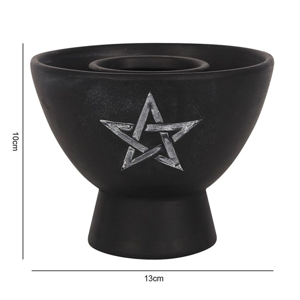 Black Pentagram Terracotta Smudge Bowl - ScentiMelti  Black Pentagram Terracotta Smudge Bowl